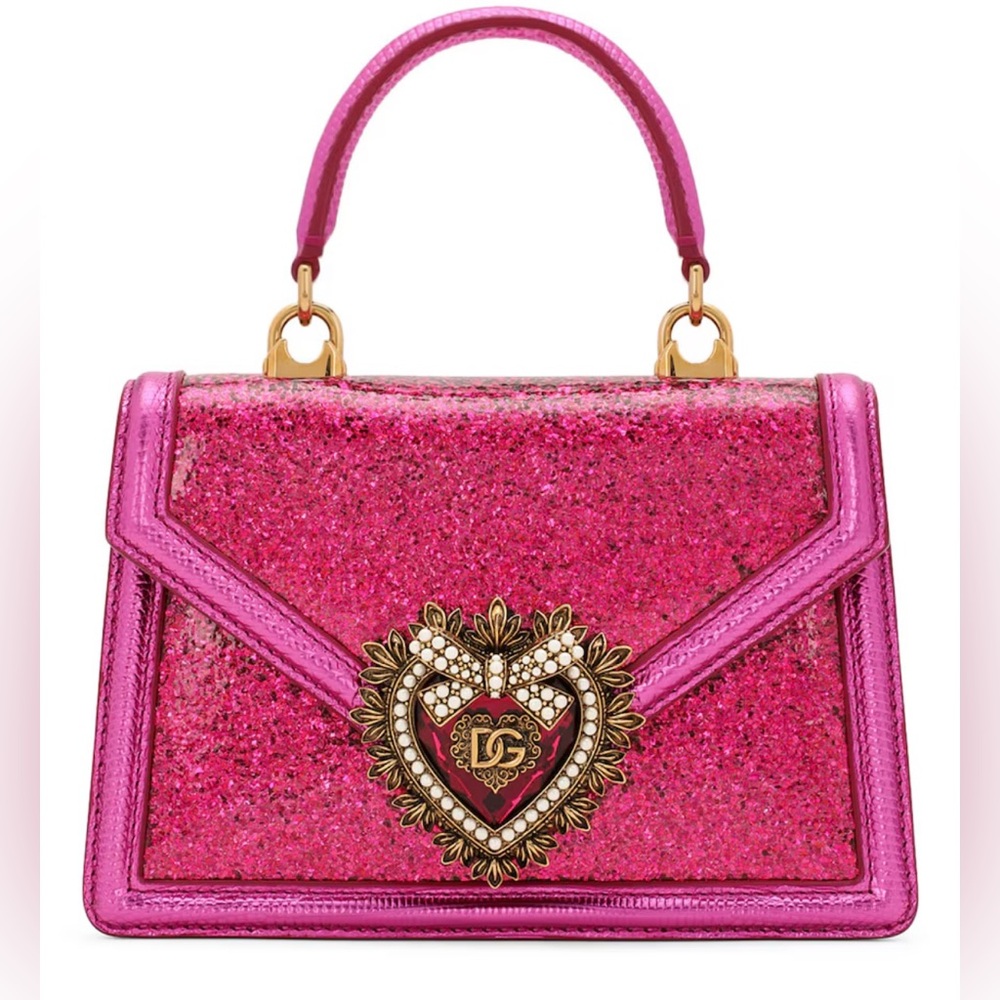Dolce & Gabbana pink glitter devotion bag